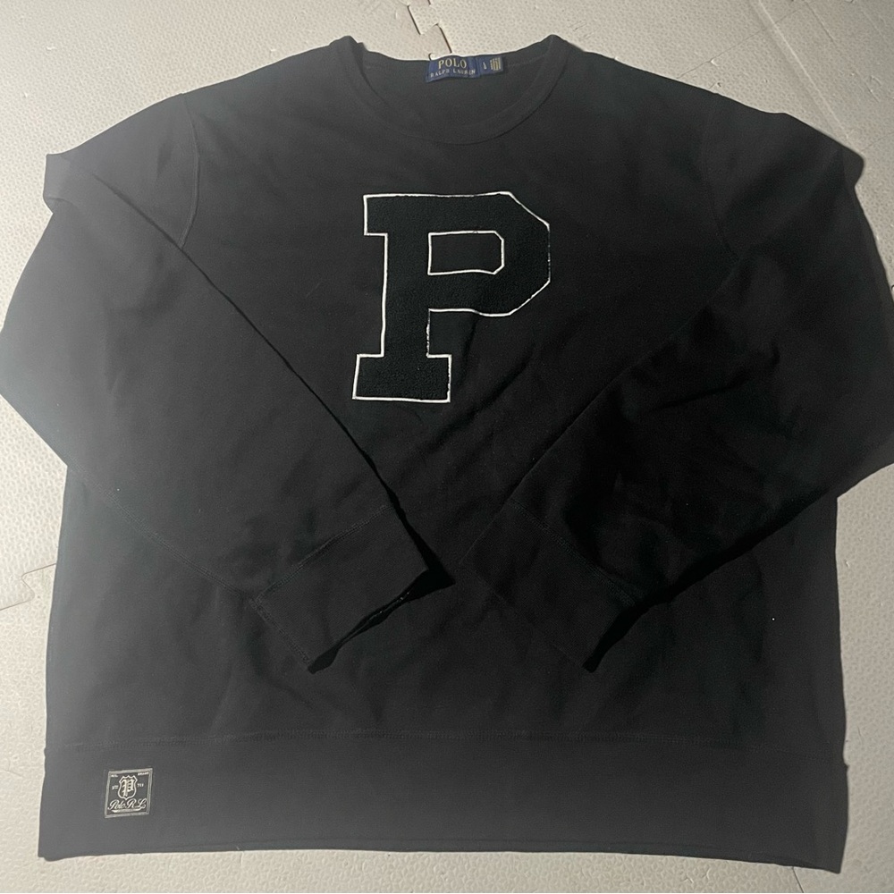 Ralph Lauren Black Crewneck Sweater with 'P' Design